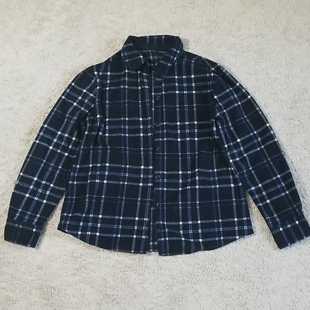 Black and blue button down shirt